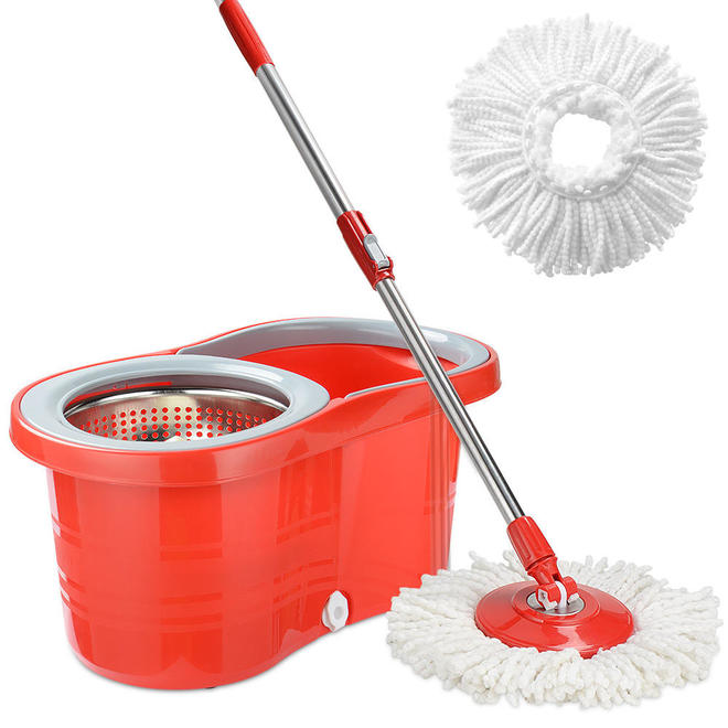 Rasoi Mop Floor Cleaner with Bucket Set Easy Cleaning, 2 Microfiber (Multicolor)