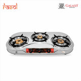 Rasoi Galaxy Platinum Stainless Steel 3 Burner Gas Stove, Silver (ISI Certified)