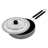 Rasoi Non-Stick Aluminum Hammer Tone Finish Fry Pan with SS Lid (3MM)