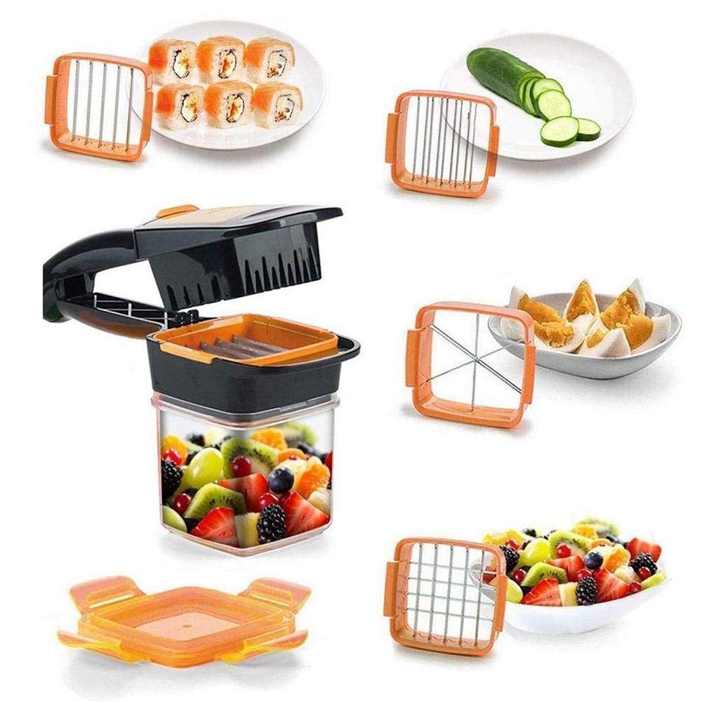 Rasoi Vegetable Dicer Chopper 5 in 1 Multi-Function Slicer Vegetable & Fruits Cutter, Dicer Grater & Chopper, Peeler with Container