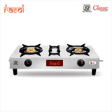 Rasoi Classic Deluxe Jumbo Stainless Steel 2 Burner Gas Stove, Silver (ISI Certified)