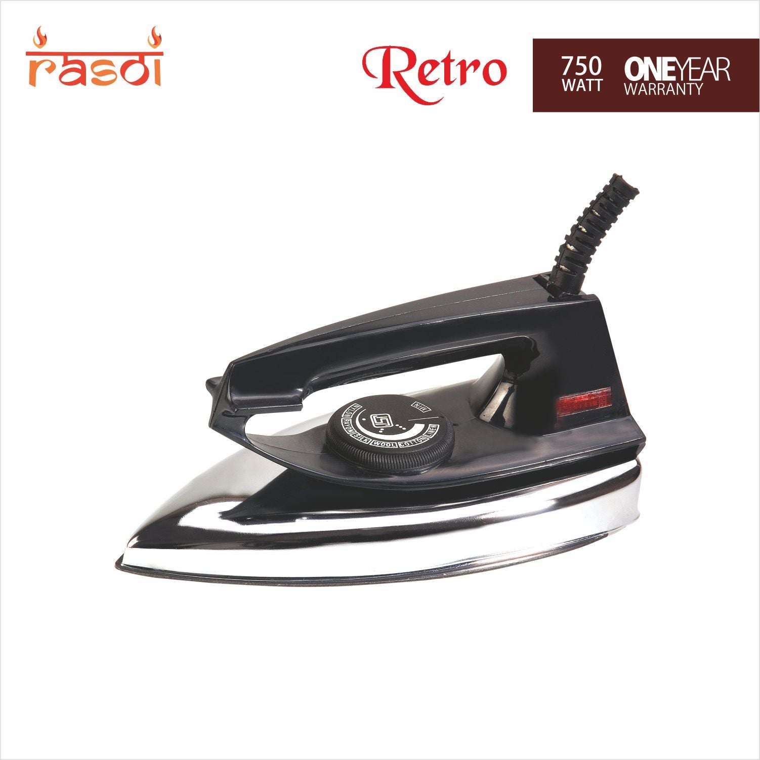 Rasoi Retro 750 W Iron (Black & Silver)