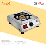 Rasoi Classic Stainless Steel 1 Burner Gas Stove, Silver (ISI Certified)