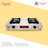 Rasoi Galaxy Neptune Stainless Steel 2 Burner Gas Stove, Silver (ISI Certified)