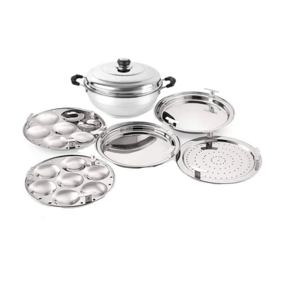 Rasoi Non-Stick Stainless Steel Base Thickness 3mm Multi Kadai With SS Lid